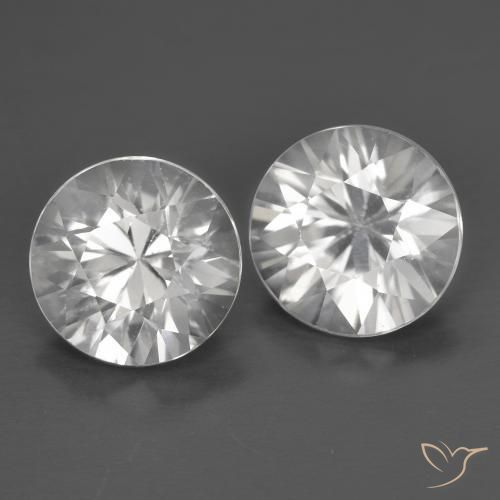 2.50ctw Natural Branco Zircão, Redondo, VVS-VS