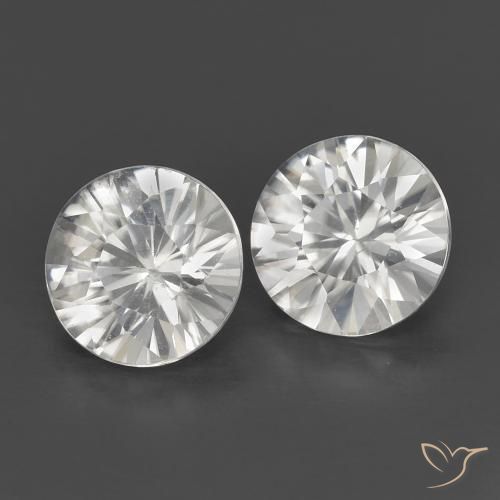 Pedras preciosas de Zircão Branco natural de 1.31 ct, Redondo, VS