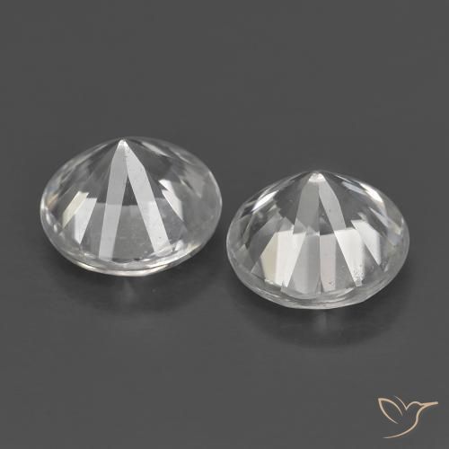 Pedras preciosas de Zircão Branco natural de 1.47 ct, Redondo, VS