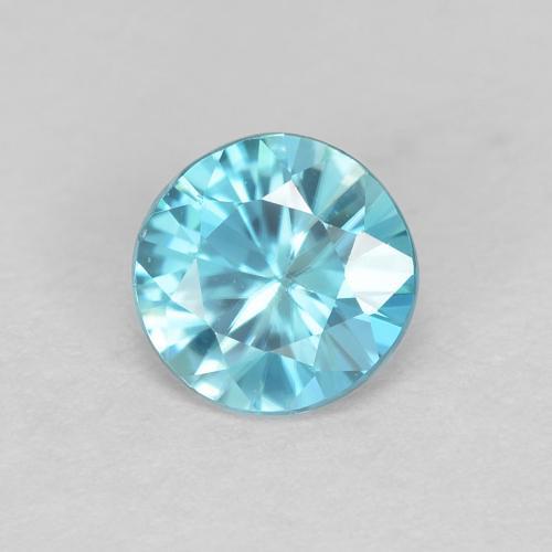 Zircão azul natural 0,58ct, corte redondo, VS
