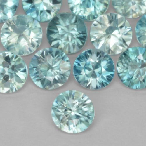 Pedras preciosas de zircão azul natural de 0,49 ct, corte redondo, VS