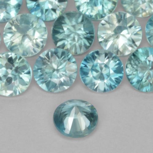 Pedras preciosas de zircão azul natural de 0,49 ct, corte redondo, VS