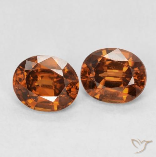 Pedras preciosas de Zircão laranja avermelhado natural de 1.90 ct, oval, VVS