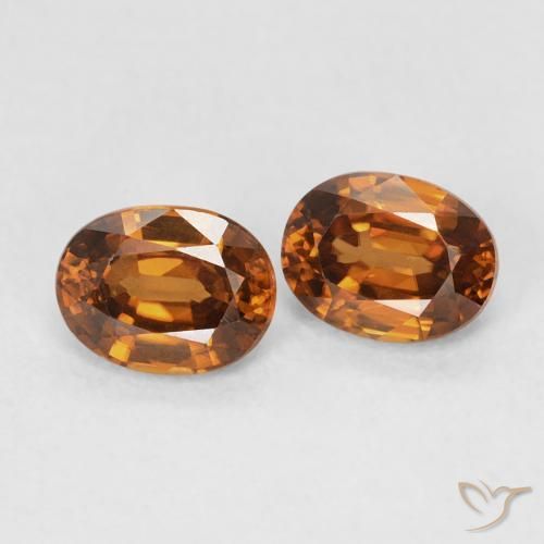 Pedras preciosas de Zircão Medium Dark-Orange natural de 1.19 ct, oval, VVS-VS