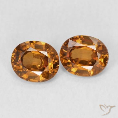 Pedras preciosas de Zircão ferrugem laranja natural de 1.71 ct, oval, VS