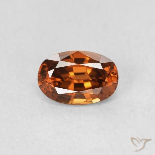 0.82ct Natural Medium Dark-Orange Zircão, oval, VVS