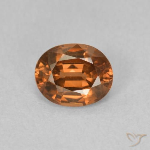 0.87ct Natural Medium Dark-Orange Zircão, oval, VVS-VS