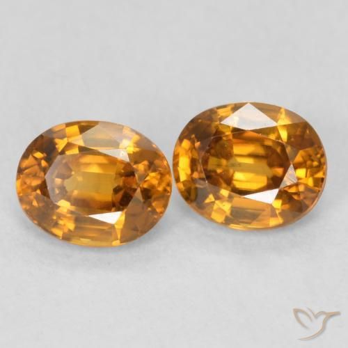 Pedras preciosas de Zircão laranja marrom natural de 1.22 ct, oval, VVS-VS