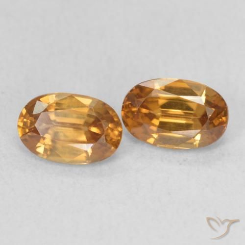 Pedras preciosas de Zircão Laranja Profundo natural de 1.53 ct, oval, VVS-VS