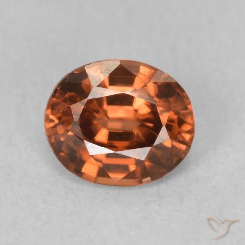 0.92ct Natural Medium Dark-Orange Zircão, oval, VVS-VS