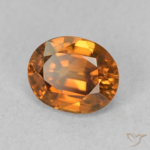 Zircão Laranja Marrom Profundo Natural 1.07ct, oval, VVS-VS