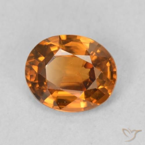 Zircão Medium Dark-Orange Natural 0.84ct, oval, VVS-VS