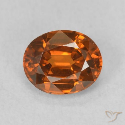 0.93ct Natural Medium Dark-Orange Zircão, oval, VVS-VS