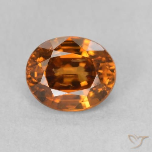 1.19ct Natural Medium Dark-Orange Zircão, oval, VS