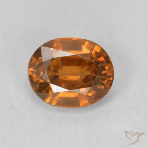 1.00ct Natural Medium Dark-Orange Zircão, oval, VS