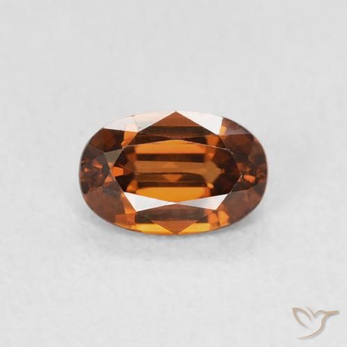 0.82ct Natural Medium Dark-Orange Zircão, oval, VVS