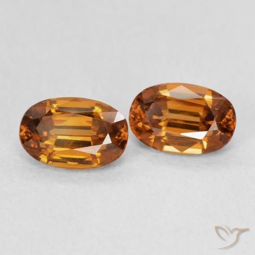 Pedras preciosas de Zircão Laranja Profundo natural de 1.67 ct, oval, VVS
