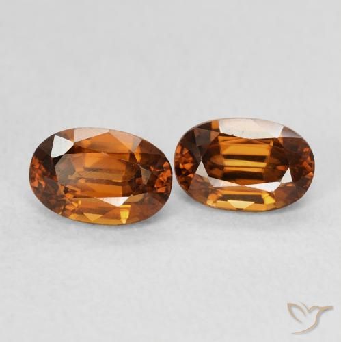 Pedras preciosas de Zircão Laranja escuro natural de 1.65 ct, oval, VVS