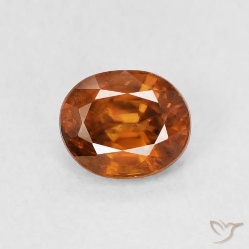 1.00ct Natural Medium Dark-Orange Zircão, oval, VS