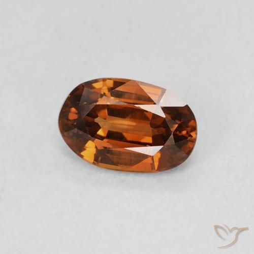 Zircão âmbar laranja Natural 0.78ct, oval, VS