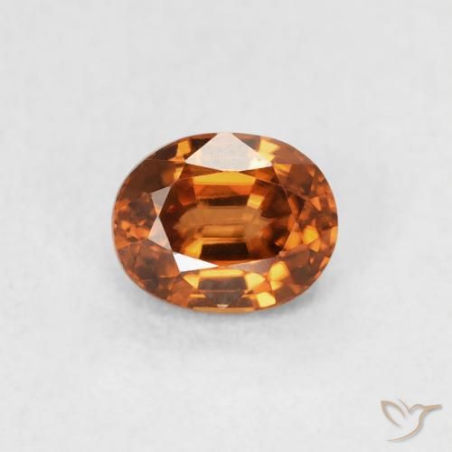 0.67ct Natural Medium Dark-Orange Zircão, oval, VVS