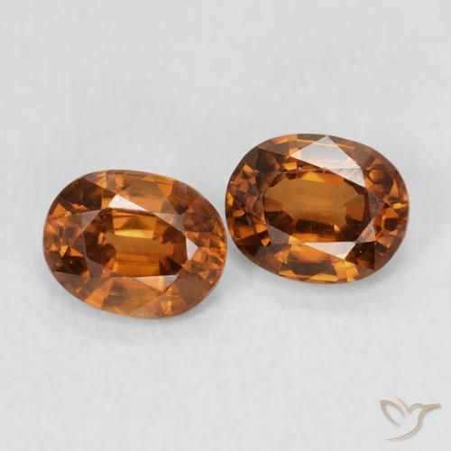 Pedras preciosas de Zircão Medium Dark-Orange natural de 1.18 ct, oval, VVS