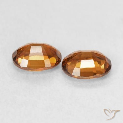 Pedras preciosas de Zircão Medium Dark-Orange natural de 1.18 ct, oval, VVS
