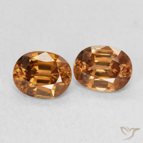 Pedras preciosas de Zircão Laranja Médio natural de 1.27 ct, oval, VVS