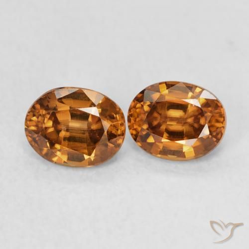 Pedras preciosas de Zircão laranja marrom natural de 1.25 ct, oval, VVS