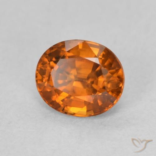 Zircão Laranja Profundo Natural 1.00ct, oval, VVS