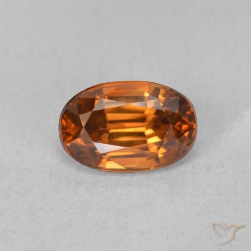 0.81ct Natural Medium Dark-Orange Zircão, oval, VVS