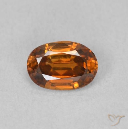 0.73ct Natural Medium Dark-Orange Zircão, oval, VVS