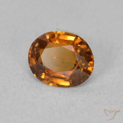 Zircão Laranja Médio Natural 0.86ct, oval, VVS