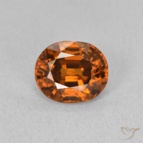 0.99ct Natural Medium Dark-Orange Zircão, oval, VVS-VS