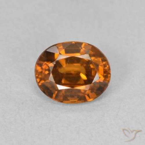 1.07ct Natural Medium Dark-Orange Zircão, oval, VVS