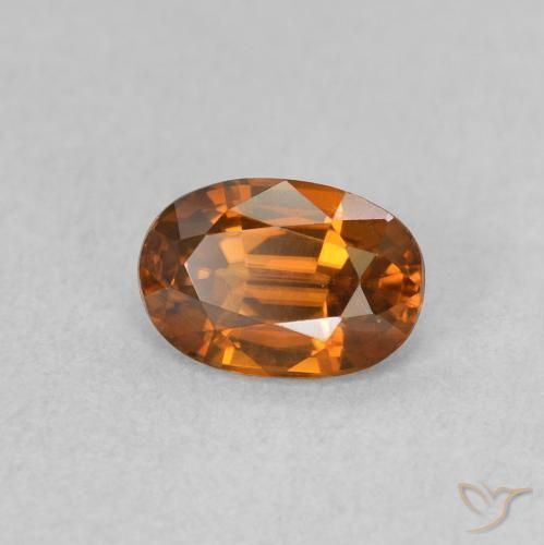 Zircão Laranja Médio Natural 0.80ct, oval, VVS