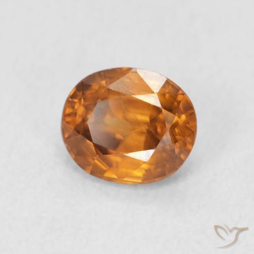 Zircão Laranja Médio Natural 1.07ct, oval, VVS-VS