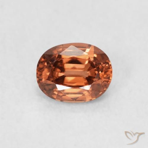 0.62ct Natural Medium Dark-Orange Zircão, oval, VVS
