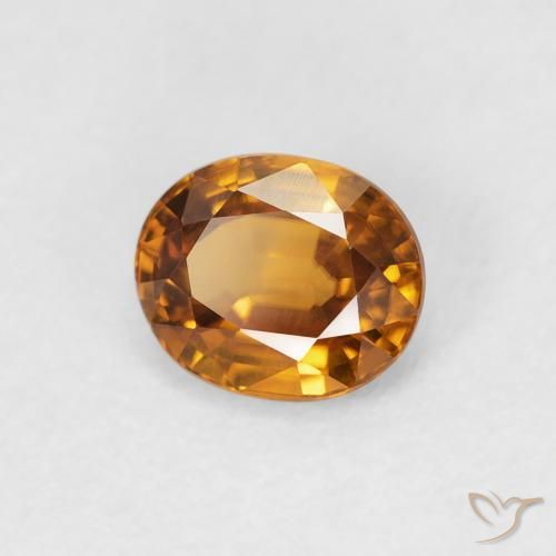 Zircão Laranja Médio Natural 1.00ct, oval, VVS-VS