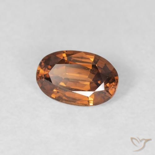 Zircão Laranja Marrom Profundo Natural 0.67ct, oval, VVS