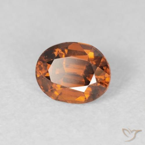 Zircão Laranja Profundo Natural 1.00ct, oval, VVS