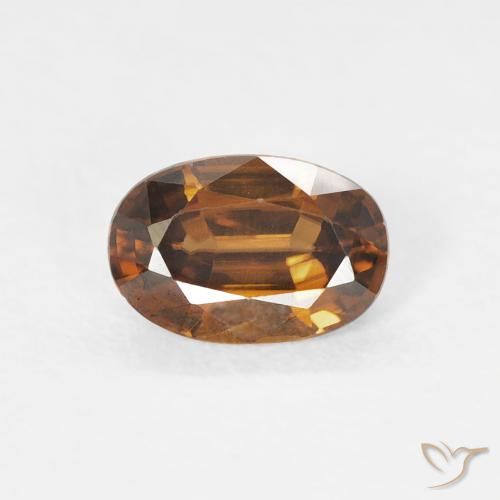 0.75ct Natural Medium Dark-Orange Zircão, oval, VVS