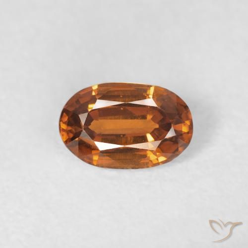 0.71ct Natural Medium Dark-Orange Zircão, oval, VVS
