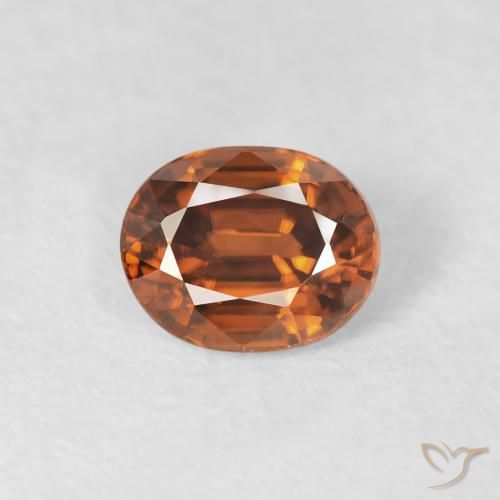 1.00ct Natural Medium Dark-Orange Zircão, oval, VVS-VS