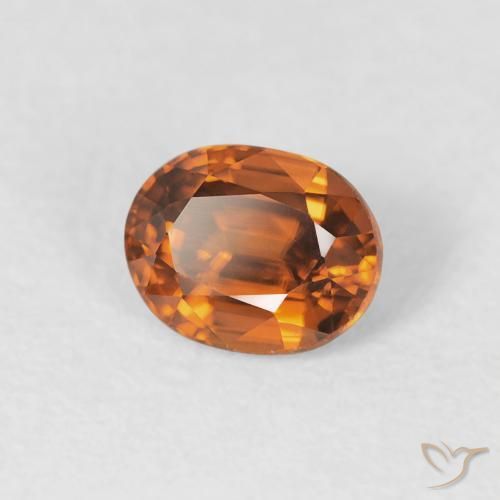 Zircão Medium Dark-Orange Natural 1.00ct, oval, VVS-VS