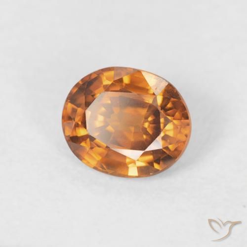 Zircão Laranja Profundo Natural 1.05ct, oval, VVS-VS