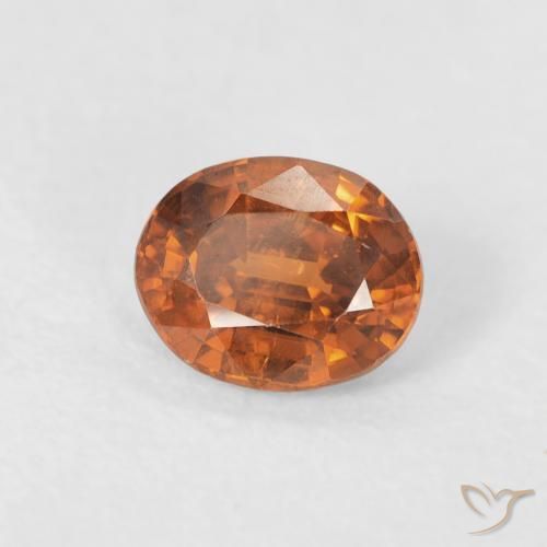 Zircão Laranja Médio Natural 1.00ct, oval, VVS-VS