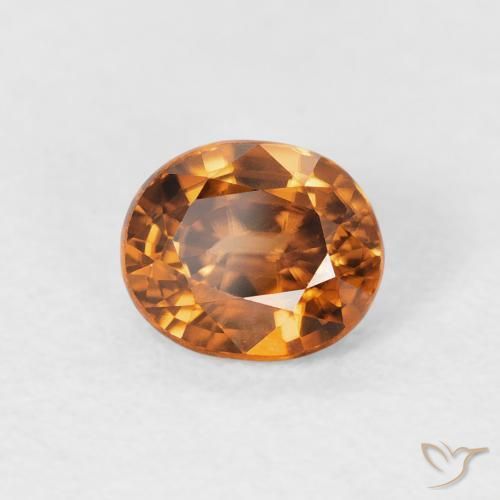 Zircão Laranja Médio Natural 1.12ct, oval, VVS-VS