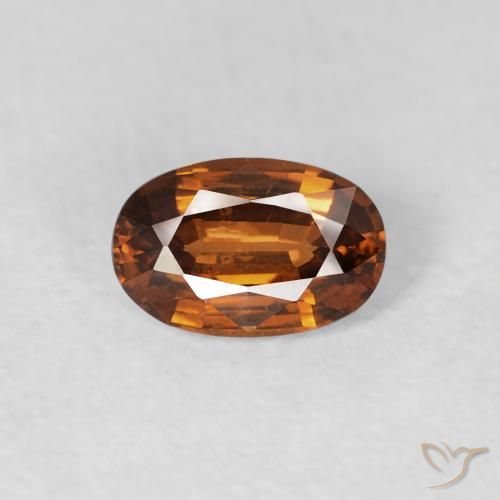 0.73ct Natural Medium Dark-Orange Zircão, oval, VVS-VS