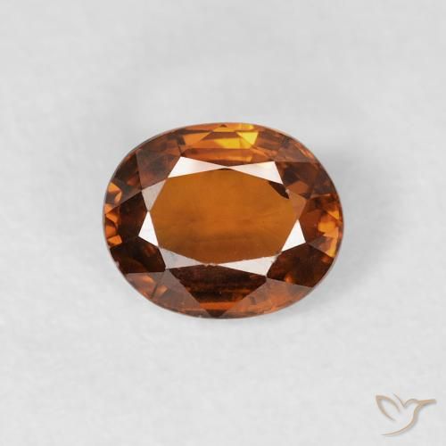 0.98ct Natural Medium Dark-Orange Zircão, oval, VVS-VS